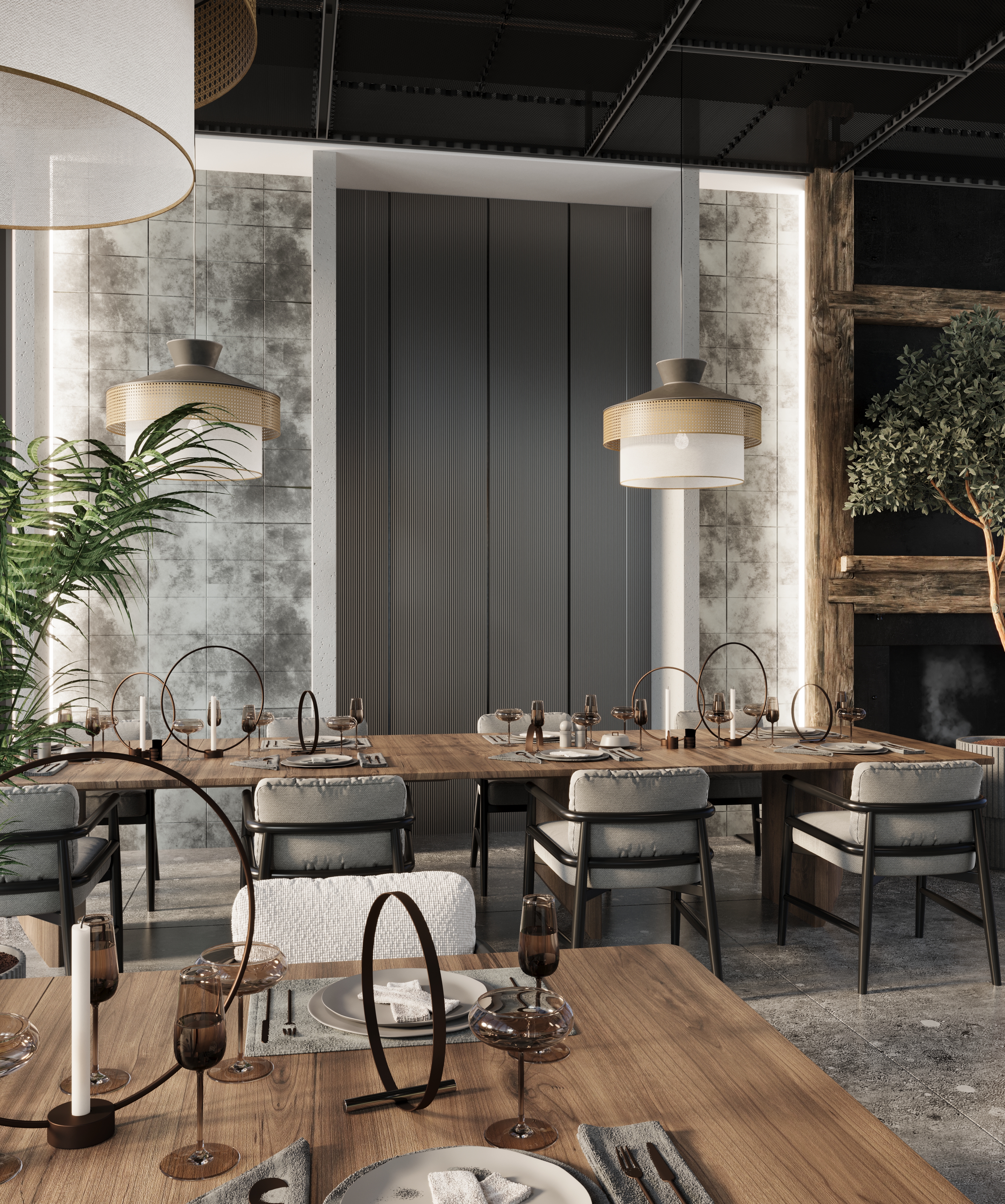 Restaurant interior finished with SHENLI panels